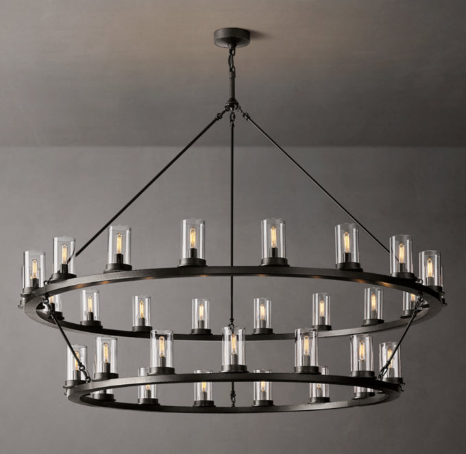 Ondra Round Two-Tier Clear Glass Chandelier 60"