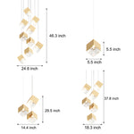 1/3/6/9-Light Multi Glass Ice Cube Metallic Staircase Chandelier in Gold/Chrome