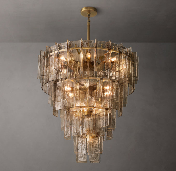 Lattice Smoke Glass Tiered Chandelier 47"