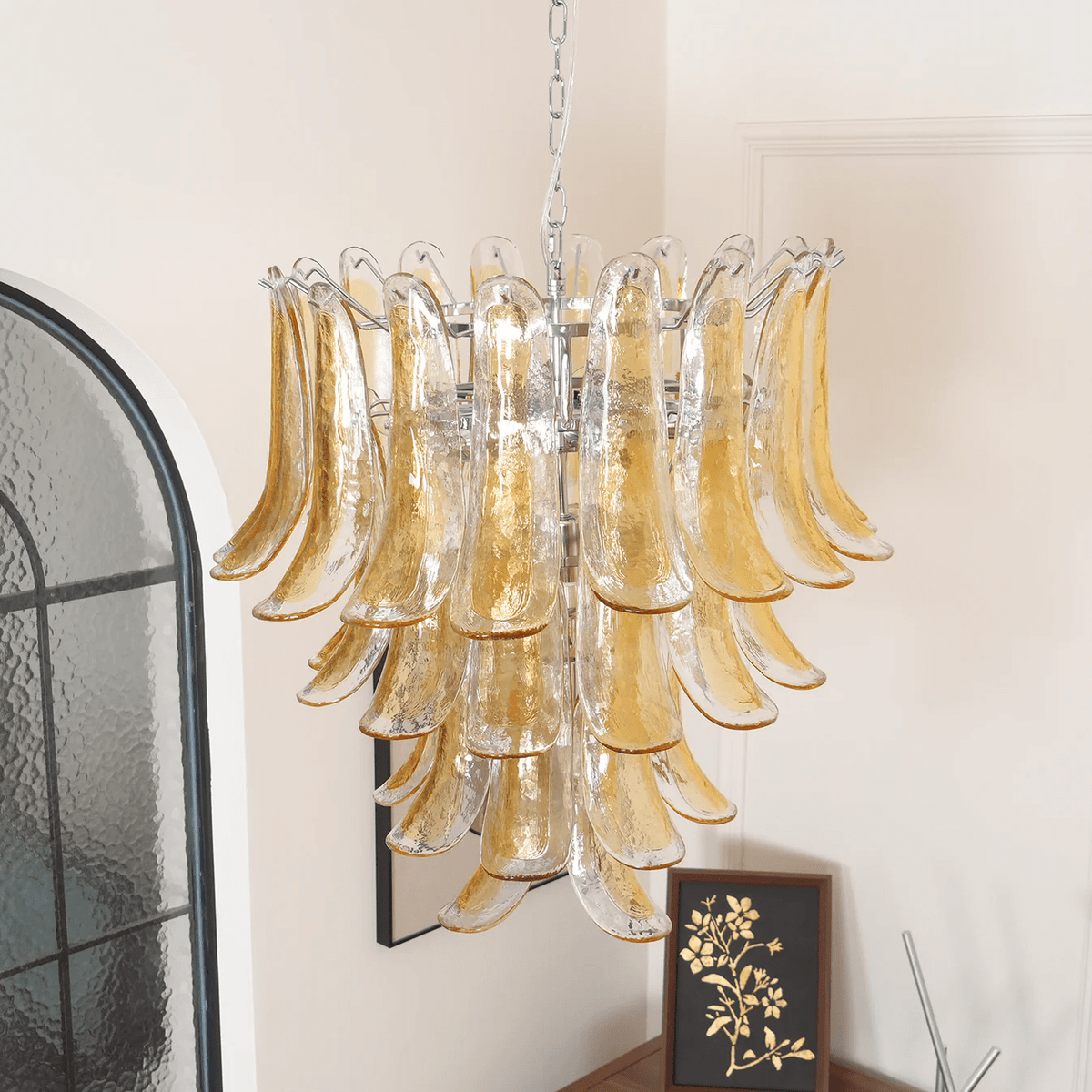 Murano Amber Lily Chandelier