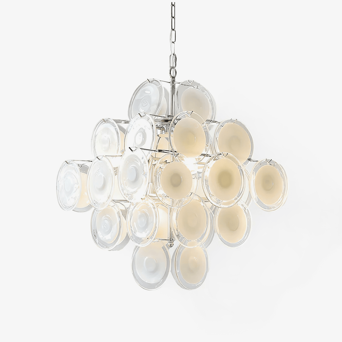 Murano Disc White Glass Chandelier