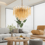 Golden Amber Murano Glass Chandelier