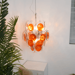 Orange Transparent Murano Disc Chandelier