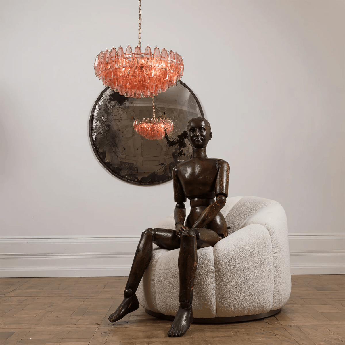 Pink Polygon Drop Chandelier