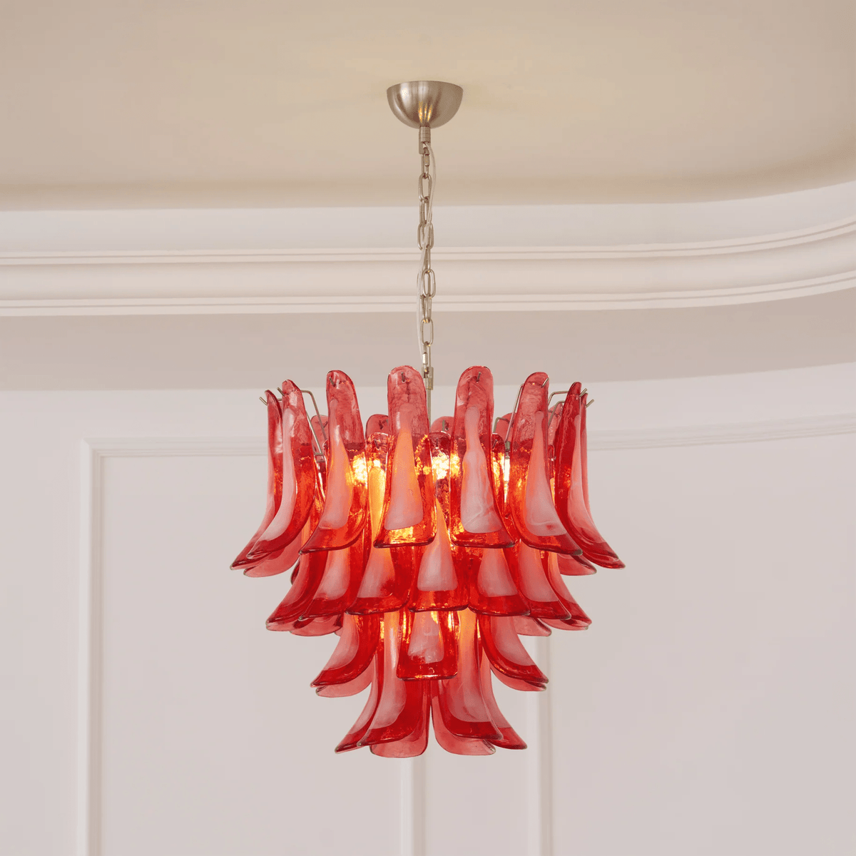 Crimson Glass Murano Petals Chandelier