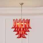 Crimson Glass Murano Petals Chandelier