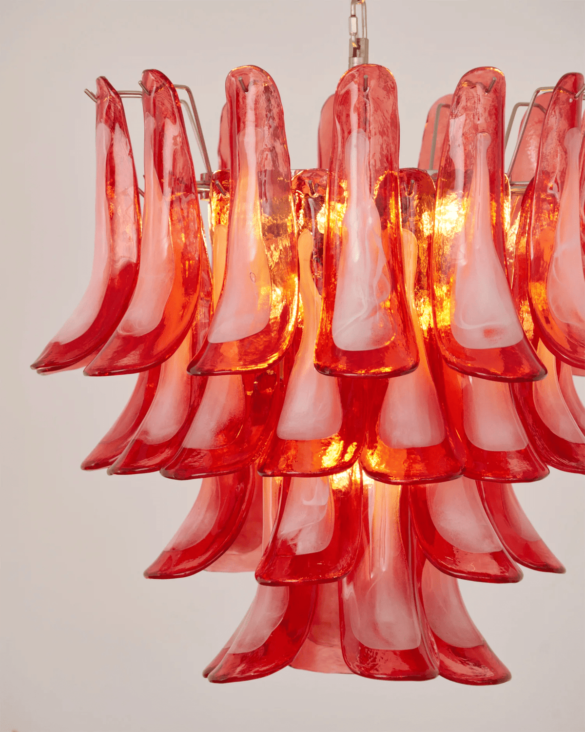 Crimson Glass Murano Petals Chandelier