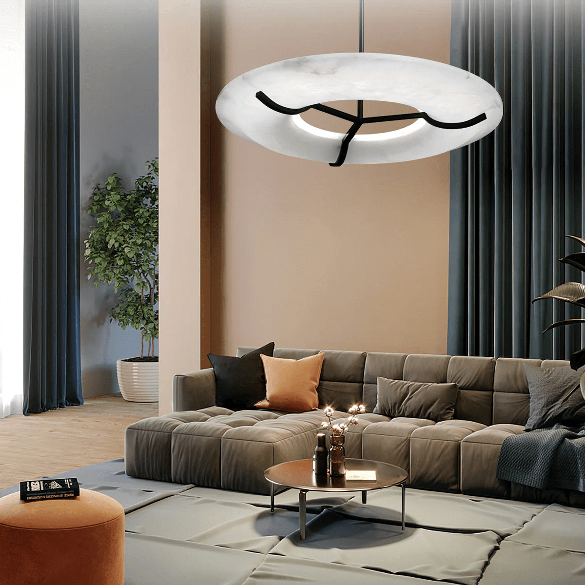 Carve Alabaster Pendant Light