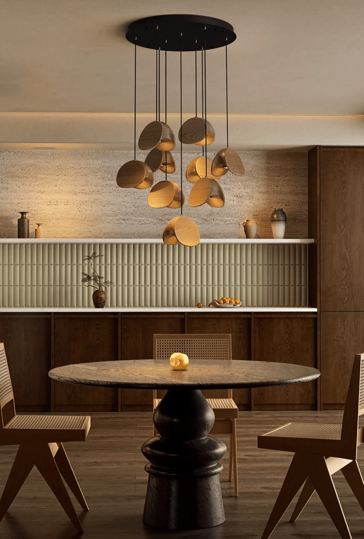 Orbit Fold Wood Pendant Light
