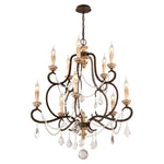 Bronze 10-Light Medium Chandelier w/ Distressed Gold Leaf Crystal
