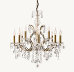19th C. Rococo Iron & Crystal Round Chandelier 28"