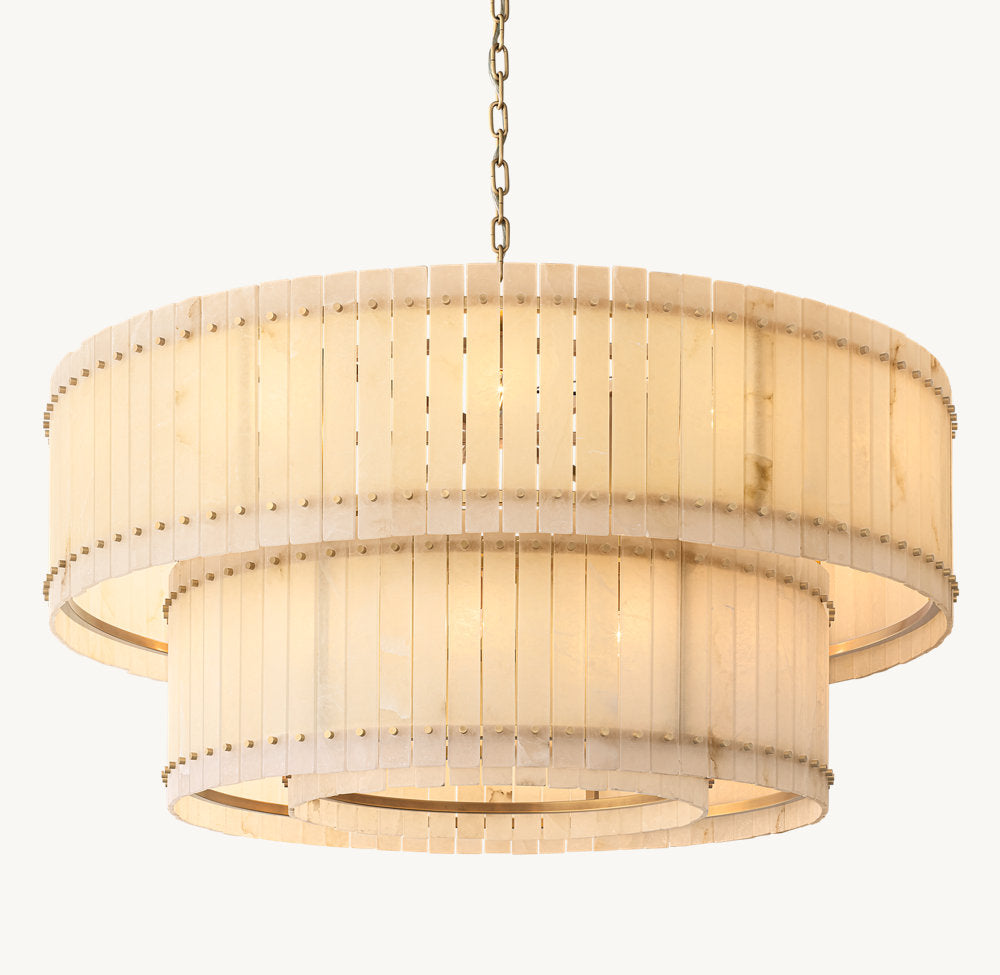 San Marco Alabaster Round Tiered Chandelier 60"