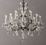 19th C. Rococo Iron & Crystal Round Chandelier 28"