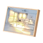 Wood Frame Ins Touch Control Dimmable LED Sunshine Painting Night Light