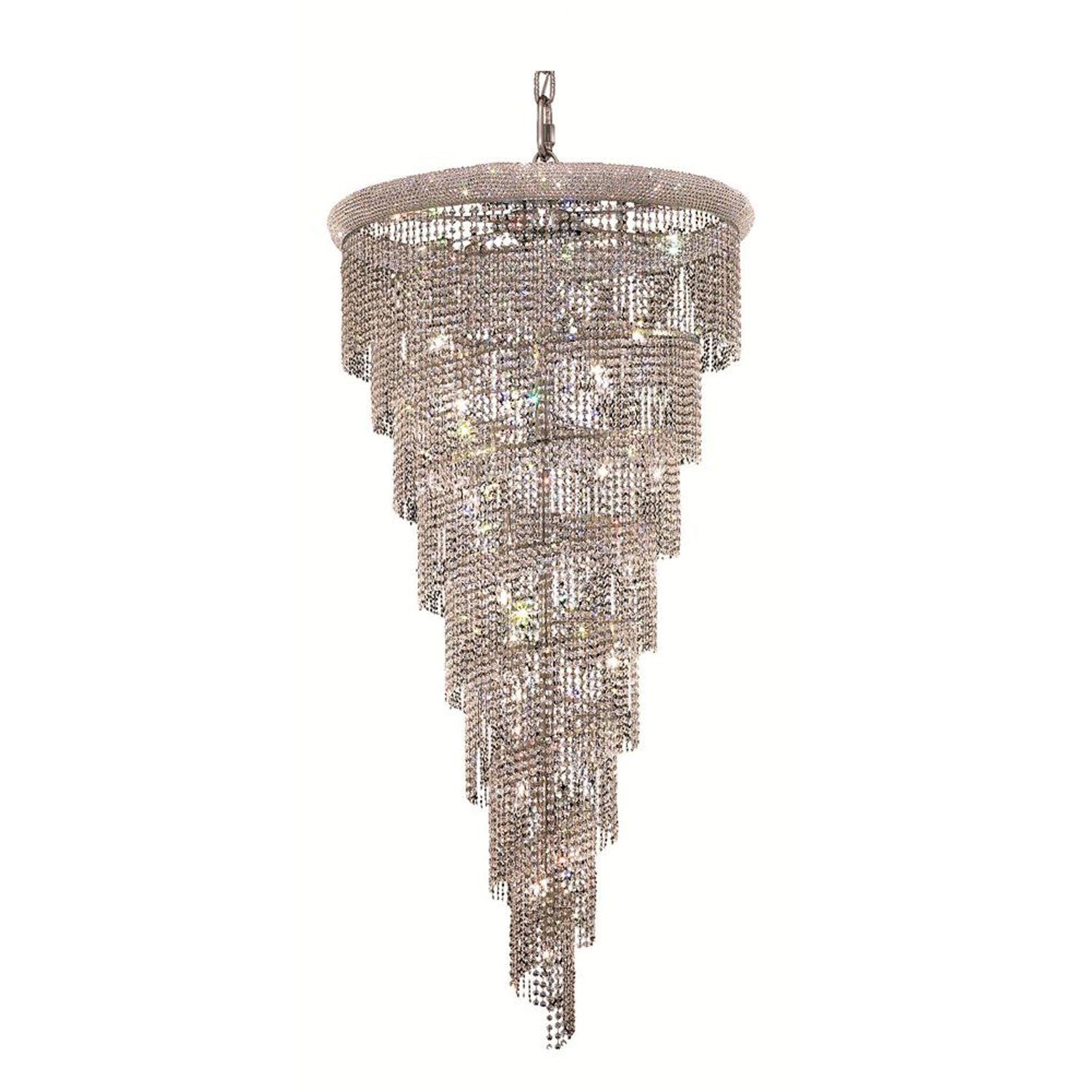 Spiral Chrome Twenty-Six Light 36-Inch Chandelier with Royal Cut Clear ...