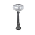 Modern Solar Lawn Light Metal Cylinder OvalShade LED Outdoor Bollard Light