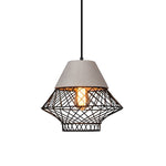 Cement Iron Cage Retro Industrial Pendant Light Kitchen Island Lighting