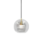 Creative Double Layer Glass Lampshade Electroplated Brass Chandelier