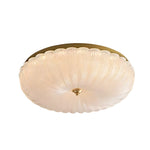 Round Glass Petals 3 Step Dimming Copper American Style Ceiling Light Fixture
