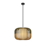 Wood Lantern Fabric Lampshade LED Minimalist Japanese Style Chandelier