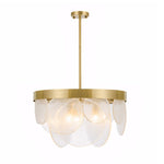 3-Light Round Semi Flush Mount Glass Chandelier
