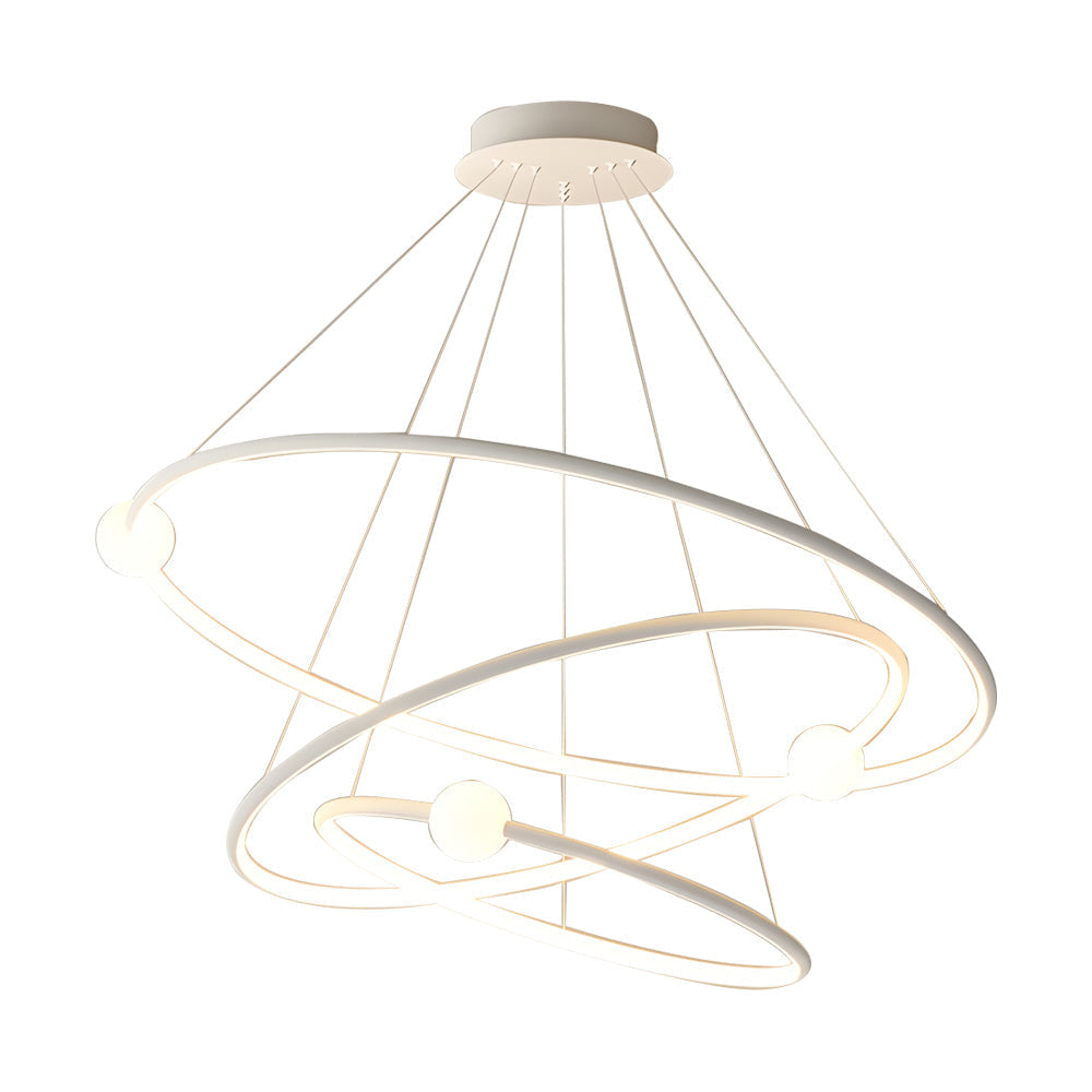 White/BlackCircular Pendant Lamp Dimmable LED Rings Chandelier