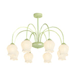 8 Heads Pastoral Bell Orchid Flowers 3 Step Dimming French Style Chandelier