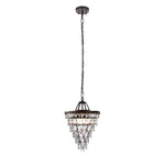 Round Tiered Crystal Water Drop Aged Metallic American Chandelier