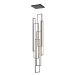 6 Rectangular Frame Aluminum LED Black Nordic Duplex Stair Chandelier