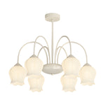 6 Heads Bell Orchid Flowers 3 Step Dimming Glass French Style Chandelier