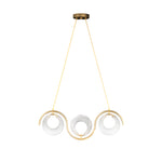 3/5-Light Wavy Linear Island Light with Ball Glass Shade for Dining Room