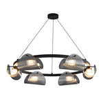 Round 6/8/10 Lights Curved Striped Glass LED Dimmable Nordic Chandelier