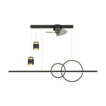 3 Step Dimming Creative Projection Modern Dining Room Chandelier with Fans