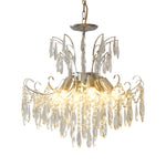 Elegant Glass Crystal Pendant 3-Step Dimming French Style Chandelier