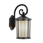 Waterproof Striped Glass Aluminum Black Retro Outdoor Wall Lights