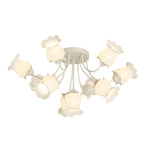 10 White Flowers 3 Step Dimming Creative Modern Ceiling Light Fixture