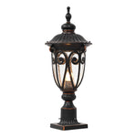 Round Bubble Glass Waterproof Black European Style Outdoor Pillar Lamp