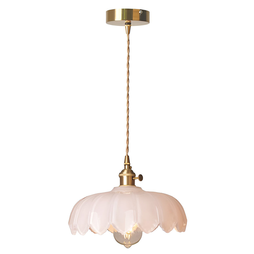 Retro Flower Glass Brass Nordic Kitchen Pendant Lighting Chandelier