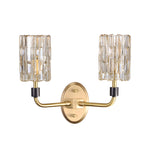 Luxury Copper Armed Crystal Wall Light Modern 1/2-Light Sconce