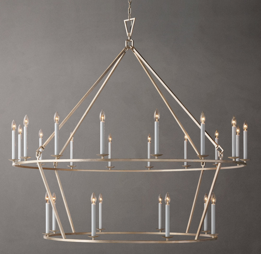 19TH C. ENGLISH OPENWORK TWO-TIER ROUND CHANDELIER 62"