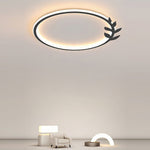 20'' Round Dimmable Black Flush Mount Ceiling Lights LED Lights with Leaf Shaped Edge