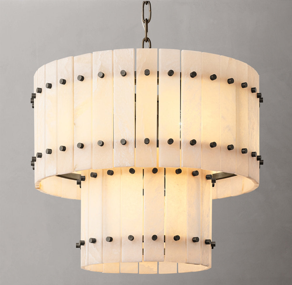 San Marco Alabaster Round Tiered Chandelier 22"