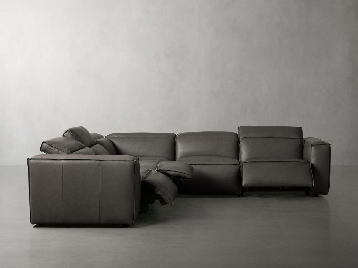 Coburn Leather Five-Piece Motion Corner Sectional