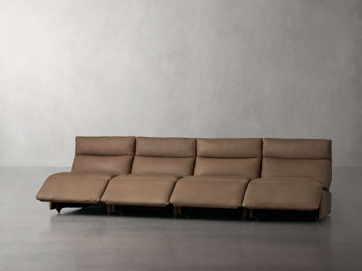 Rowland Tailored Leather Four-Piece Armless Motion Modular Sofa
