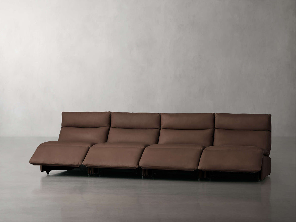 Rowland Tailored Leather Four-Piece Armless Motion Modular Sofa