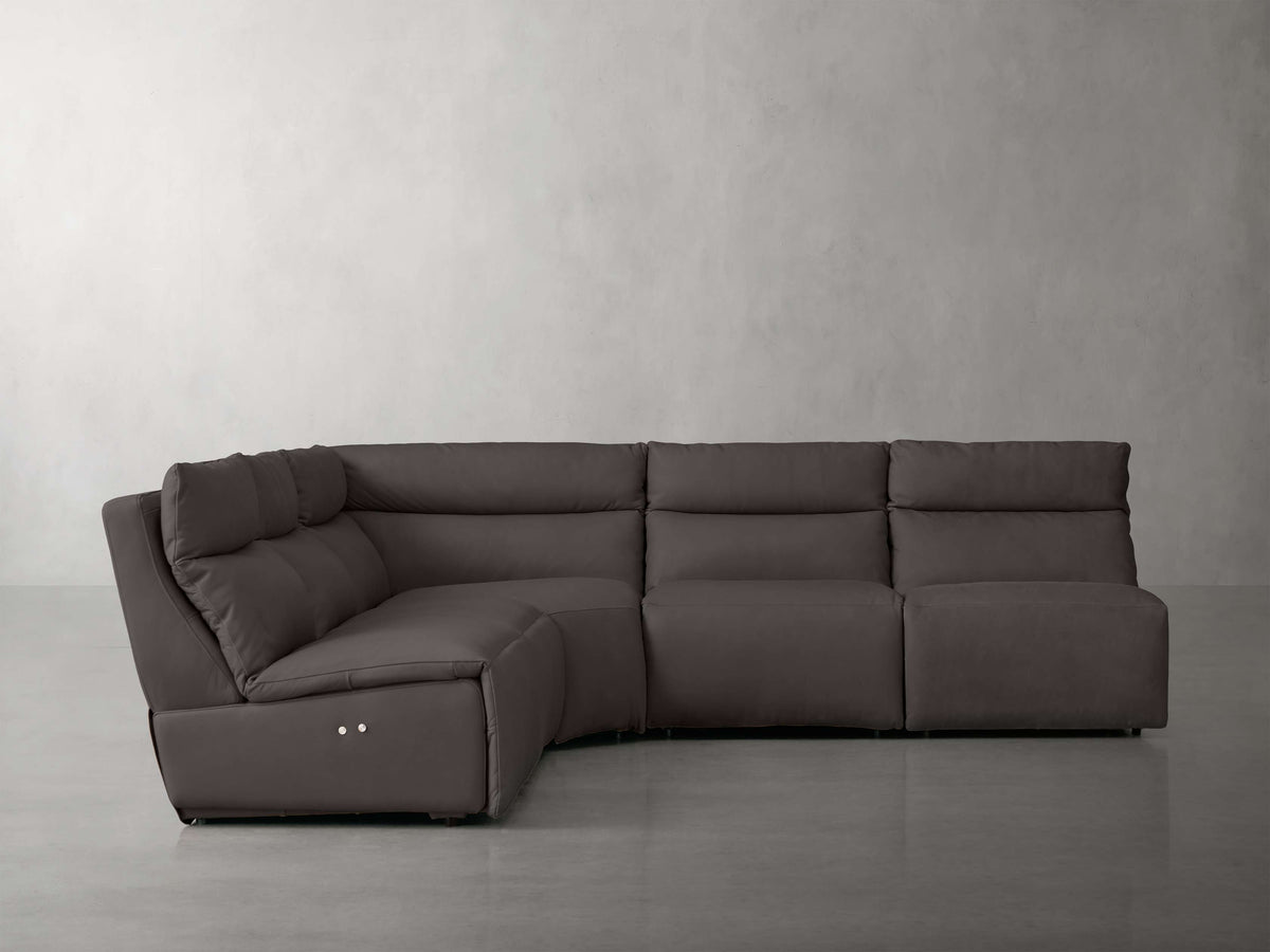 Rowland Tailored Leather Five-Piece Armless Motion Corner Sectional