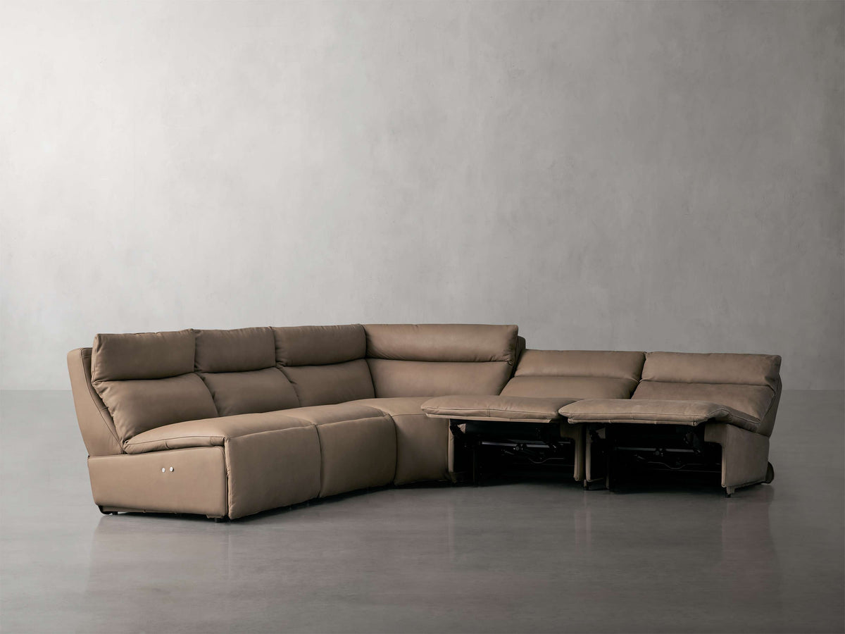 Rowland Tailored Leather Five-Piece Armless Motion Corner Sectional