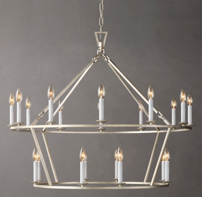 19TH C. ENGLISH OPENWORK TWO-TIER ROUND CHANDELIER 40"