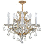 Six-Light Gold Chandelier with Majestic Wood Polished Hand Cut Crystal
