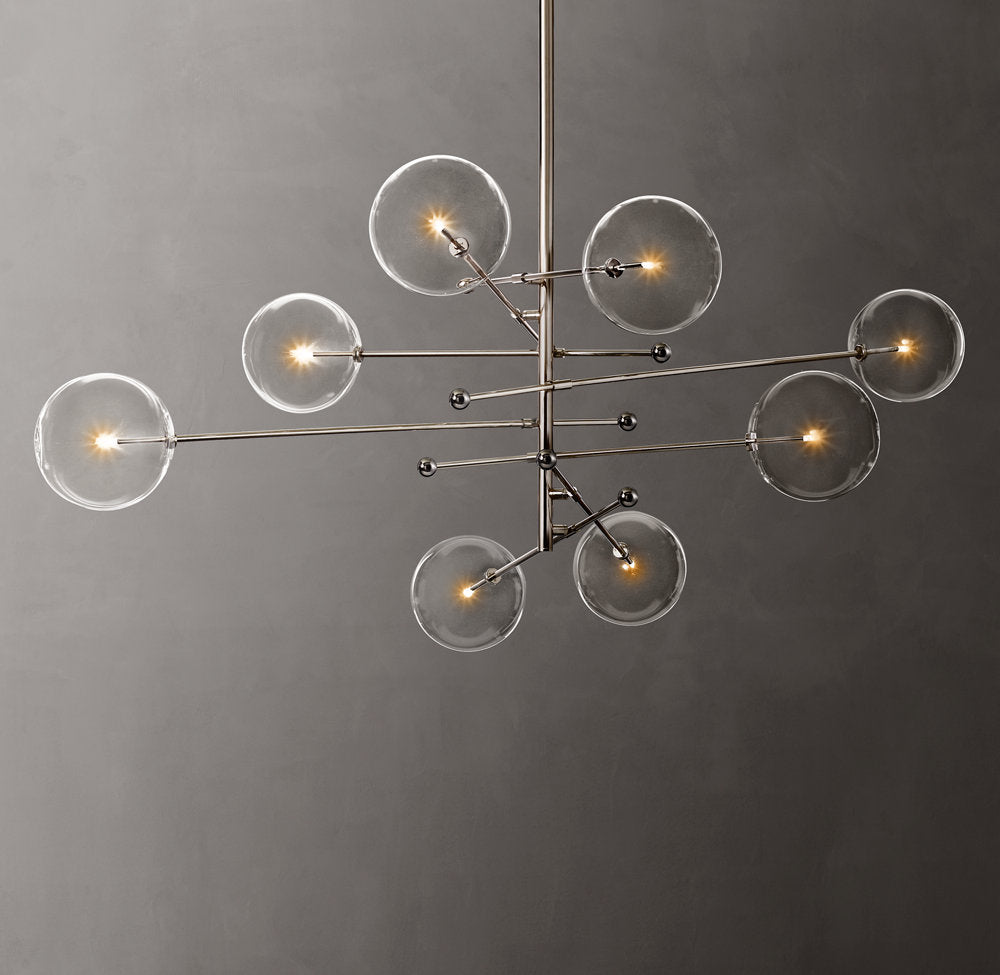 Glass Globe Mobile Eight-Arm Chandelier 79"